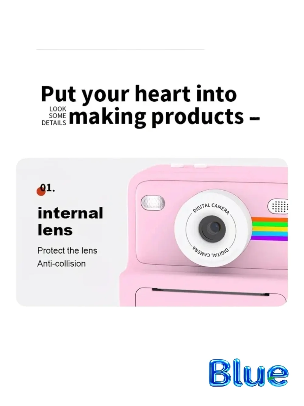 DIY Blue Instant 6X Zoom HD Video Recording Digital Camera